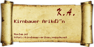 Kirnbauer Arikán névjegykártya